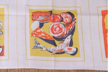 ヴィンテージ雑貨　イギリスビンテージ　ランチョンマット　キッチンクロス(テーブルクロス、キッチンリネン、布)(R-037775)