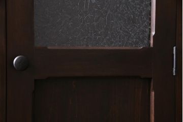 ラフジュ工房オリジナル　ヒノキ無垢材・ヒバ材　結霜ガラス入り　レトロな佇まいが魅力的な3人用ロッカー(ワードローブ)(R-037784)