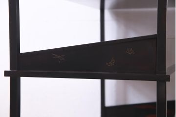 ビンテージ　国産工芸家具　漆塗り・螺鈿細工　上質な和の雰囲気漂う茶棚(飾り棚、収納棚、ヴィンテージ)(R-037788)