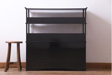 ビンテージ　国産工芸家具　漆塗り・螺鈿細工　上質な和の雰囲気漂う茶棚(飾り棚、収納棚、ヴィンテージ)(R-037788)