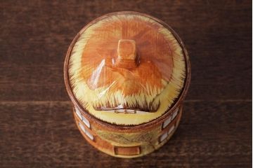 ヴィンテージ雑貨　イギリス　Price & Kensington(プライス&ケンジントン)　Cottage Ware　ビスケットポット(ジャー、小物入れ、ビンテージ)(R-037789)