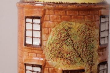 ヴィンテージ雑貨　イギリス　Price & Kensington(プライス&ケンジントン)　Cottage Ware　ビスケットポット(ジャー、小物入れ、ビンテージ)(R-037789)