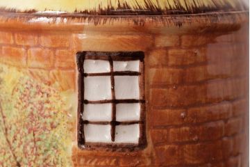 ヴィンテージ雑貨　イギリス　Price & Kensington(プライス&ケンジントン)　Cottage Ware　ビスケットポット(ジャー、小物入れ、ビンテージ)(R-037789)