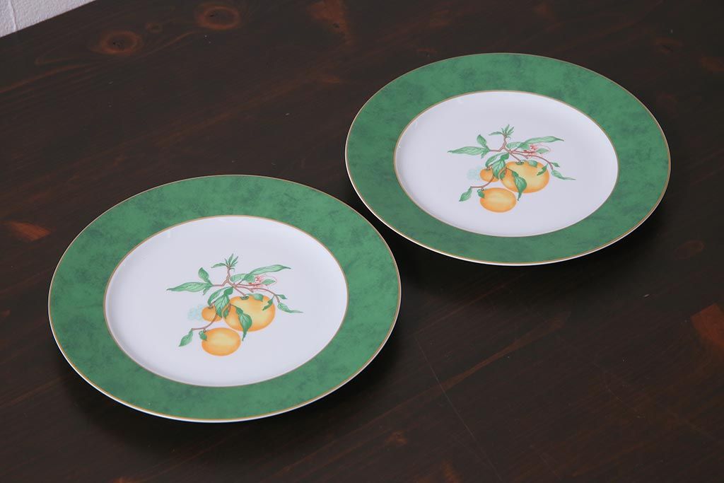 中古　リモージュ　HAVILAND(アビランド)　フリュイエテ　エメラルド　プレート(皿)(R-037795)