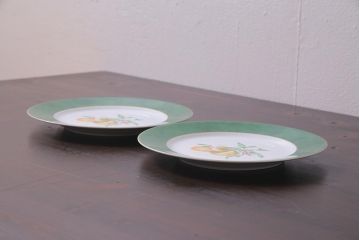 中古　リモージュ　HAVILAND(アビランド)　フリュイエテ　エメラルド　プレート(皿)(R-037795)