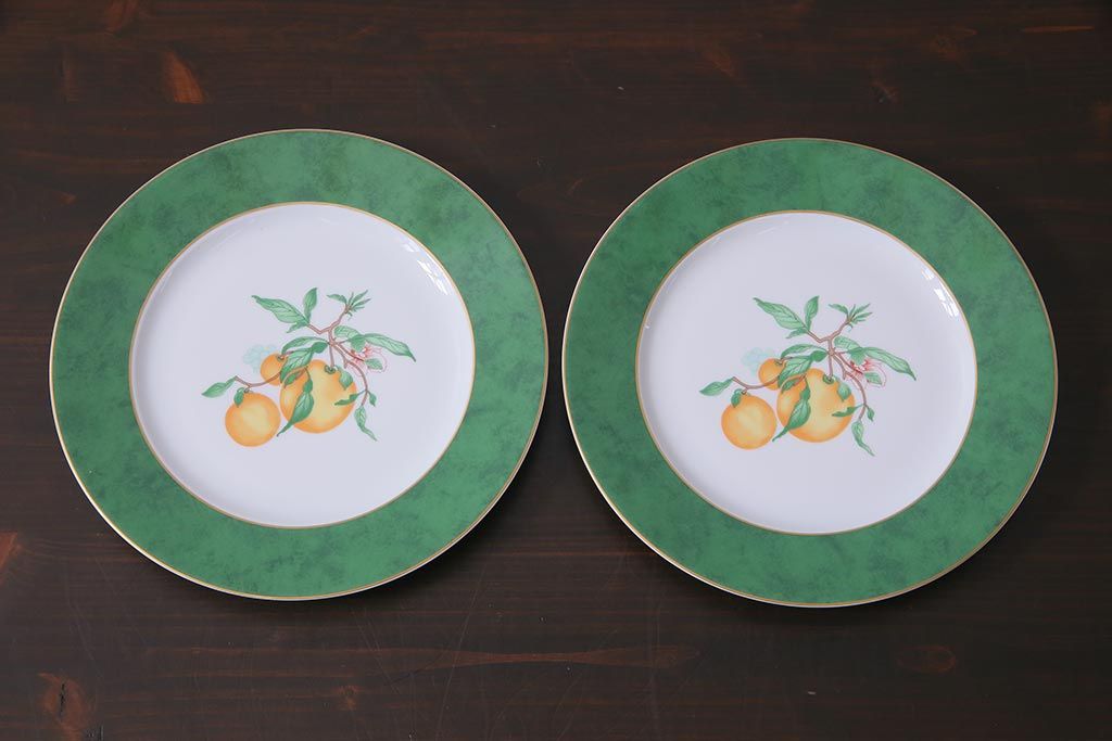 中古　リモージュ　HAVILAND(アビランド)　フリュイエテ　エメラルド　プレート(皿)(R-037795)