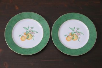 中古　リモージュ　HAVILAND(アビランド)　フリュイエテ　エメラルド　プレート(皿)(R-037795)