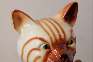 ヴィンテージ雑貨　イギリスビンテージ　Tony wood(トニーウッド)　トラ猫型のティーポット(ネコ型ポット、茶器)(R-037801)