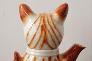 ヴィンテージ雑貨　イギリスビンテージ　Tony wood(トニーウッド)　トラ猫型のティーポット(ネコ型ポット、茶器)(R-037801)