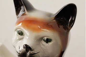 ヴィンテージ雑貨　イギリスビンテージ　Tony wood(トニーウッド)　三毛猫型のティーポット(ネコ型ポット、茶器)(R-037802)