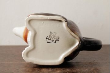 ヴィンテージ雑貨　イギリスビンテージ　Tony wood(トニーウッド)　三毛猫型のティーポット(ネコ型ポット、茶器)(R-037802)