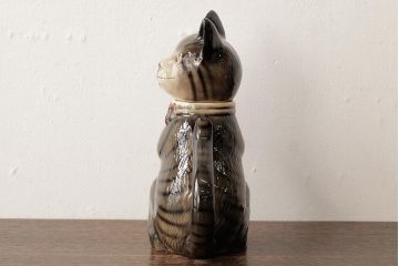 ヴィンテージ雑貨　イギリスビンテージ　Tony wood(トニーウッド)　キジトラ　猫型のティーポット(ネコ型ポット、茶器)(R-037804)