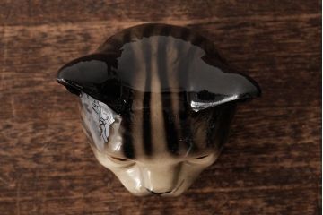 ヴィンテージ雑貨　イギリスビンテージ　Tony wood(トニーウッド)　キジトラ　猫型のティーポット(ネコ型ポット、茶器)(R-037804)