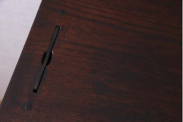 アンティーク家具　大正昭和初期　縞黒檀・桐材・栓材　銅金具　上手物!上質な作りの茶箪笥(茶棚、収納棚、違い棚、桐箪笥、桐たんす)(R-037806)
