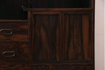 アンティーク家具　大正昭和初期　縞黒檀・桐材・栓材　銅金具　上手物!上質な作りの茶箪笥(茶棚、収納棚、違い棚、桐箪笥、桐たんす)(R-037806)