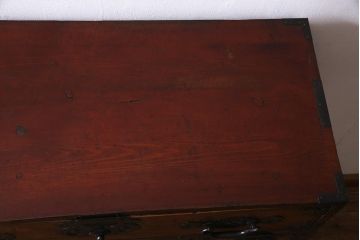 アンティーク家具　古民具・骨董　前面ケヤキ材　格式高い和の空間を演出する松本帳場箪笥(衣装箪笥、引き出し)(R-037807)