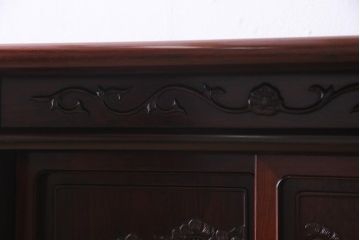 ビンテージ家具　指物家具　紫檀と漆が上品さ醸し出す茶棚(収納棚、飾り棚)(R-037809)