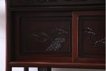 ビンテージ家具　指物家具　紫檀と漆が上品さ醸し出す茶棚(収納棚、飾り棚)(R-037809)
