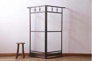 アンティーク家具　桑材　和風インテリアにおすすめなフック付きの便利な衣桁(着物掛け、ハンガーラック)
