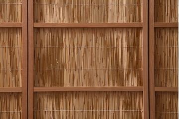 中古　夏屏風　簾屏風　茶道具　六連衝立　6枚折り花寄せ屏風(つい立て、パーテーション)(R-037811)