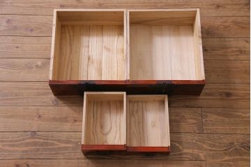 ビンテージ家具　国産民芸家具　ケヤキ材の杢目が美しい高級感あふれる米沢車箪笥(帳場箪笥)(R-037816)