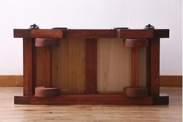 ビンテージ家具　国産民芸家具　ケヤキ材の杢目が美しい高級感あふれる米沢車箪笥(帳場箪笥)(R-037816)