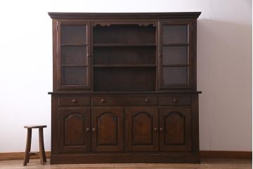 中古　松本民芸家具　特注品!F型食器棚　和洋折衷スタイルにおすすめの食器棚(カップボード、キャビネット、収納棚)(R-037817)