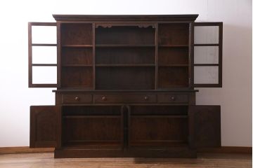 中古　松本民芸家具　特注品!F型食器棚　和洋折衷スタイルにおすすめの食器棚(カップボード、キャビネット、収納棚)(R-037817)