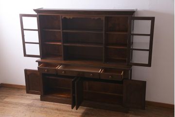 中古　松本民芸家具　特注品!F型食器棚　和洋折衷スタイルにおすすめの食器棚(カップボード、キャビネット、収納棚)(R-037817)