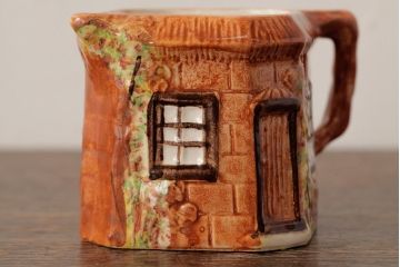 ヴィンテージ雑貨　イギリス　Keele St. Pottery(KSP)　COTTAGEWARE(コテージウェア)　ミルクジャグ&シュガーポット(クリーマー、ビンテージ)(R-037820)