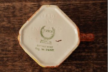 ヴィンテージ雑貨　イギリス　Keele St. Pottery(KSP)　COTTAGEWARE(コテージウェア)　ミルクジャグ&シュガーポット(クリーマー、ビンテージ)(R-037820)