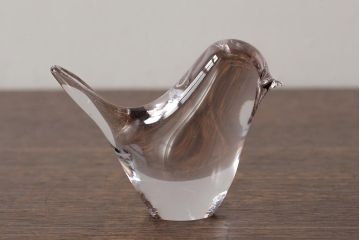 アンティーク雑貨　イギリス　鳥　ガラスのペーパーウエイト(ディスプレイ、重し)(R-037822)