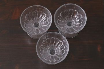 アンティーク雑貨　大正期　無色吹きガラス氷コップ3点セット(R-037823)