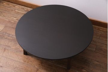 アンティーク家具　和製アンティーク　昭和初期　栓材　味のあるレトロな丸ちゃぶ台(折り畳み式テーブル、ローテーブル、座卓)(R-037832)