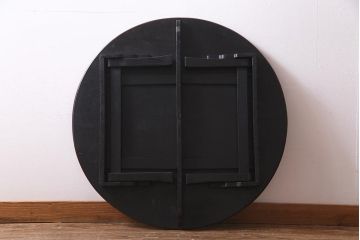レトロ家具　和製アンティーク　鎌倉彫りが珍しい丸ちゃぶ台(折り畳み式テーブル、ローテーブル、座卓)(R-037833)