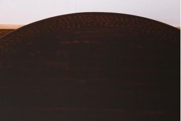 レトロ家具　和製アンティーク　鎌倉彫りが珍しい丸ちゃぶ台(折り畳み式テーブル、ローテーブル、座卓)(R-037833)