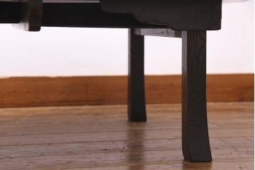 レトロ家具　和製アンティーク　鎌倉彫りが珍しい丸ちゃぶ台(折り畳み式テーブル、ローテーブル、座卓)(R-037833)
