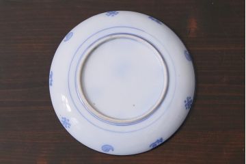 アンティーク雑貨　大正期　花蝶図　五寸　印判皿2枚セット(中皿)(R-037835)