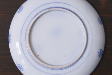 アンティーク雑貨　大正期　花蝶図　五寸　印判皿2枚セット(中皿)(R-037835)