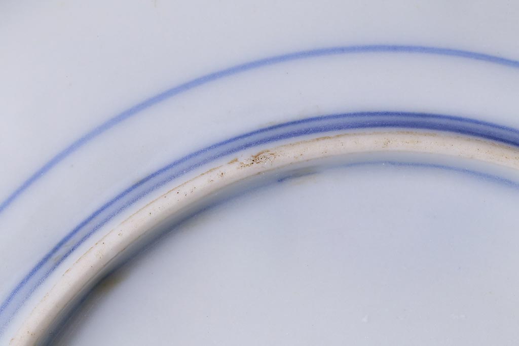 アンティーク雑貨　大正期　花蝶図　五寸　印判皿2枚セット(中皿)(R-037835)