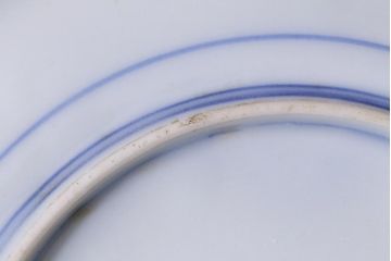 アンティーク雑貨　大正期　花蝶図　五寸　印判皿2枚セット(中皿)(R-037835)