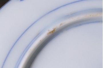 アンティーク雑貨　大正期　花蝶図　五寸　印判皿2枚セット(中皿)(R-037835)