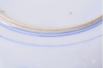 アンティーク雑貨　大正期　花蝶図　五寸　印判皿2枚セット(中皿)(R-037835)