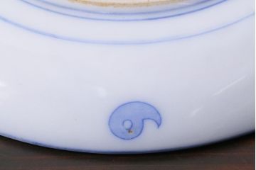 アンティーク雑貨　大正期　花蝶図　五寸　印判皿2枚セット(中皿)(R-037835)