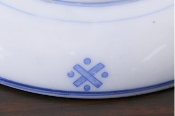 アンティーク雑貨　大正期　花蝶図　五寸　印判皿2枚セット(中皿)(R-037835)