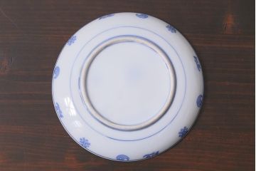 アンティーク雑貨　大正期　花蝶図　五寸　印判皿2枚セット(中皿)(R-037836)