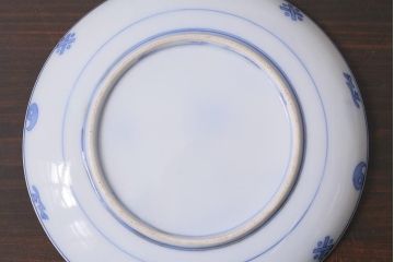 アンティーク雑貨　大正期　花蝶図　五寸　印判皿2枚セット(中皿)(R-037836)