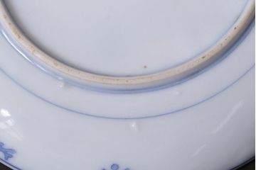 アンティーク雑貨　大正期　花蝶図　五寸　印判皿2枚セット(中皿)(R-037836)