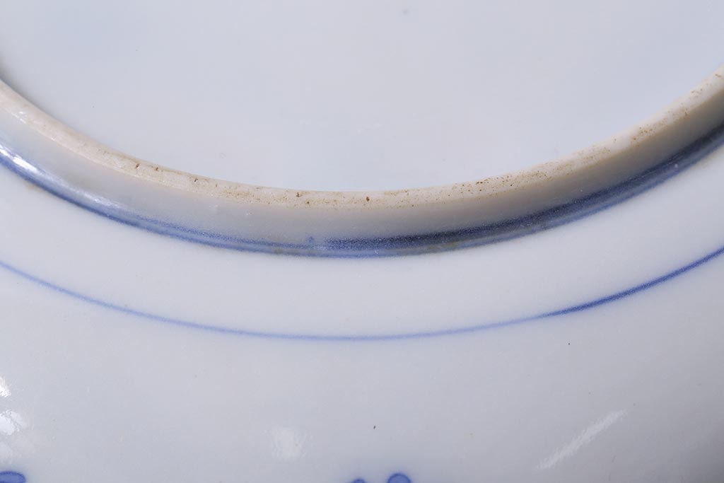 アンティーク雑貨　大正期　花蝶図　五寸　印判皿2枚セット(中皿)(R-037836)