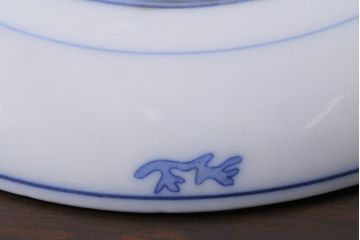 アンティーク雑貨　大正期　花蝶図　五寸　印判皿2枚セット(中皿)(R-037836)